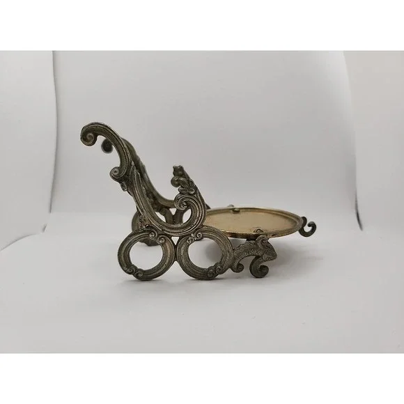 VINTAGE Made in Occupied Japan Brass Tea Cup Display Saucer‎ and Spoon Holder